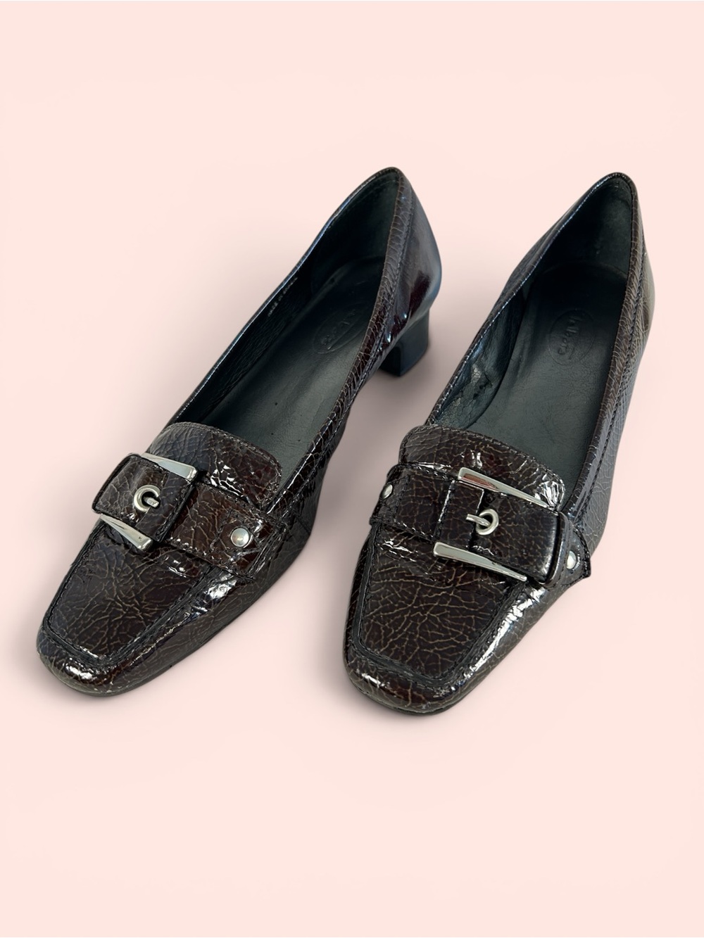 Vintage Talbots Women's Size 8B Brown Patent Textured Low-Heel Pumps